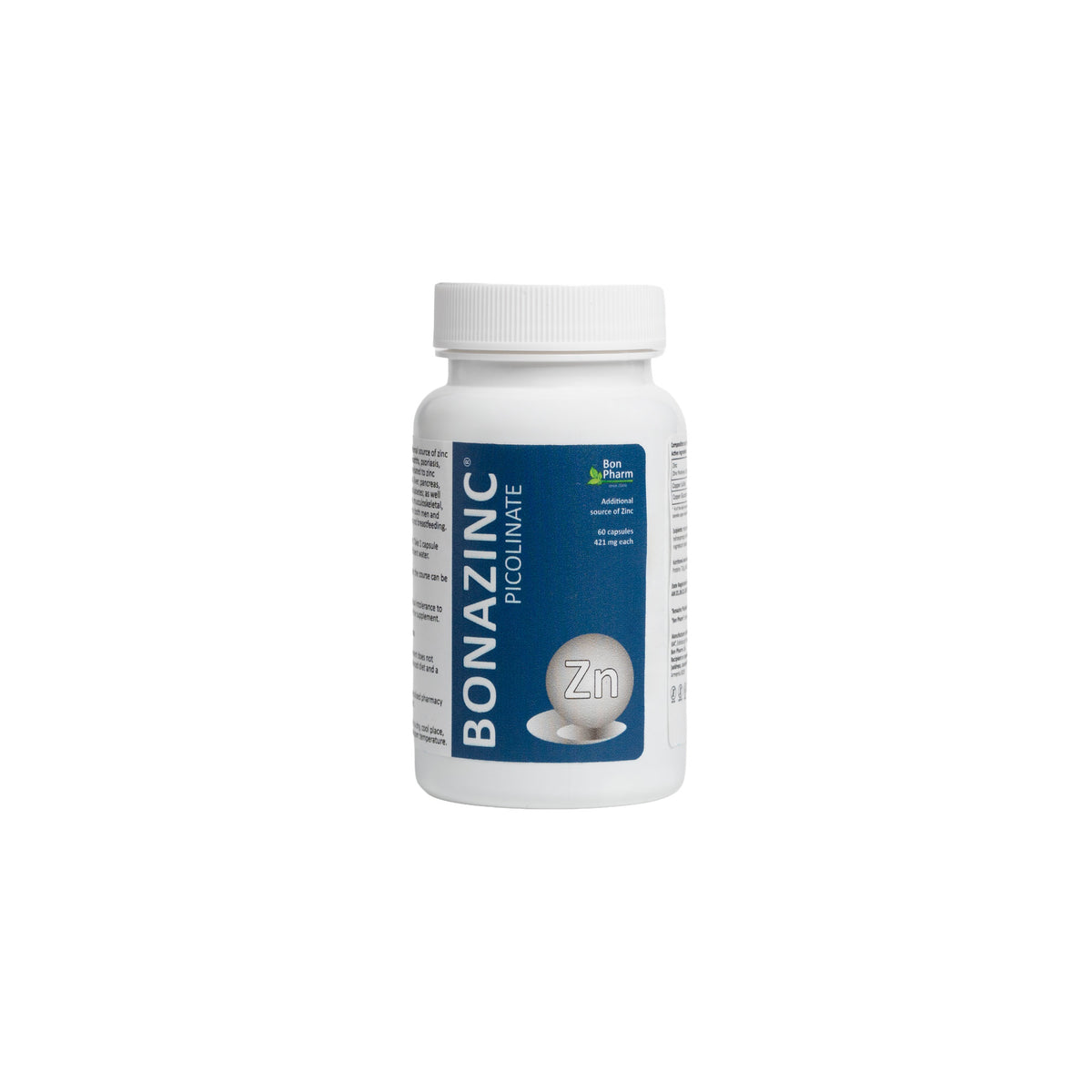 Bonazinc supplement bottle on a white background