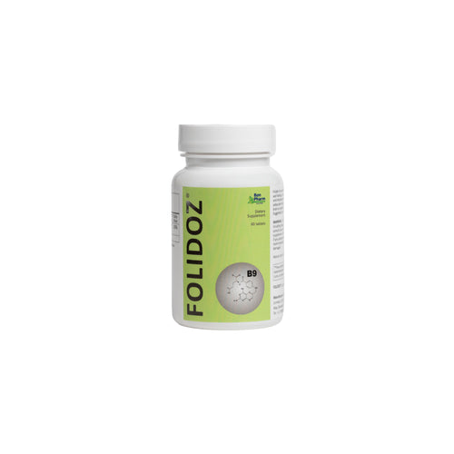 Folidoz supplement bottle on a white background