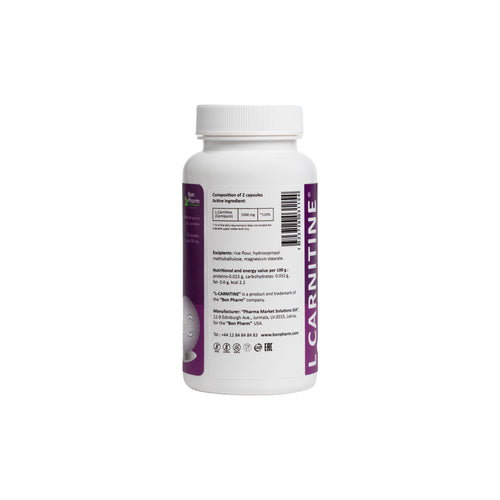 Back of L-Carnitine on a white background