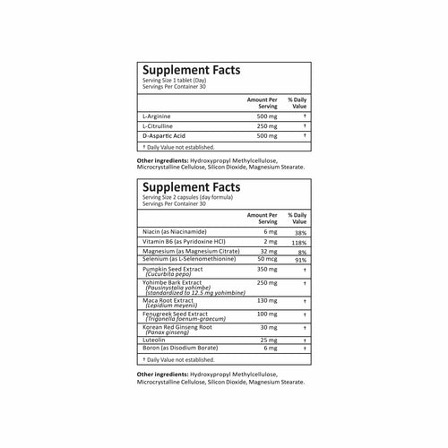 Supplement facts label with detailed nutritional information on a white background