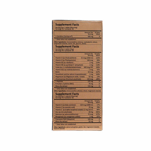 Back of  Megaspermin Maca by Bonpharm on a white background