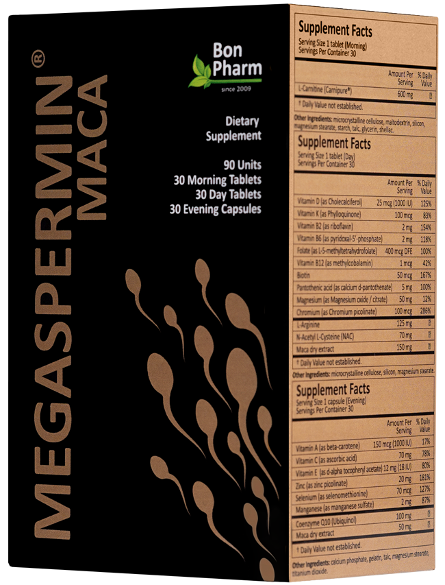 Megaspermin supplement package for male reproductive health