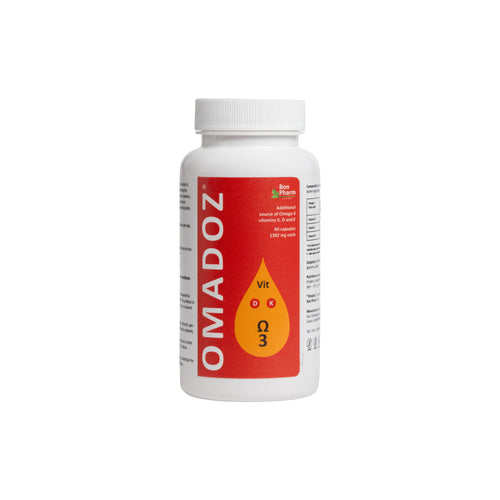 Omadoz supplement bottle on a white background